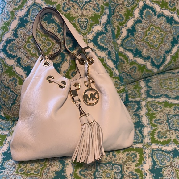 NWT Michael Kors Leather Large White Shoulder Bag
